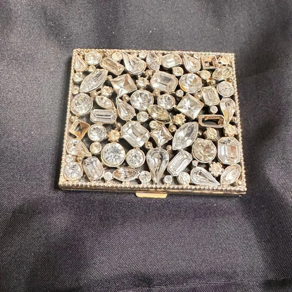 Vintage 1950s Marhill Diamanté Rhinestone Powder Compact - Picture 2 of 10